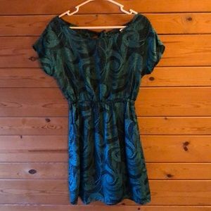 Teal and black mini dress